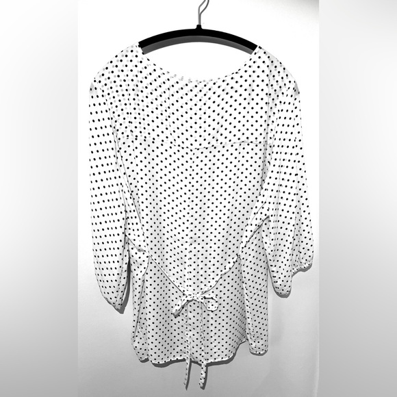 NWOT 1X Penningtons White Polka Dots Blouse - Picture 6 of 8